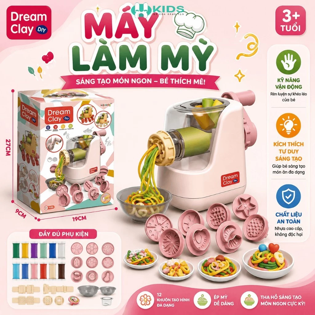 Máy Làm Mì Đất Nặn Dream Clay 22 Chi Tiết, Bộ Khuôn Làm Bánh Nhiều Hình
