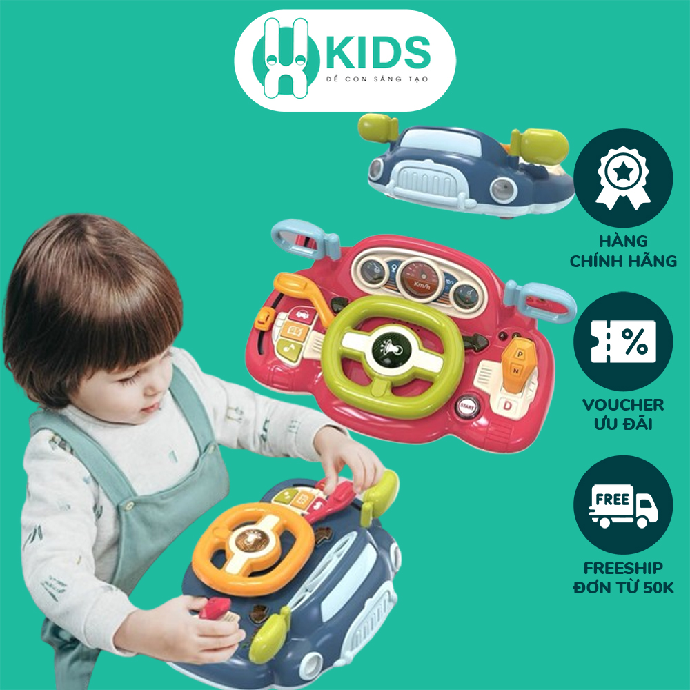 Đồ chơi vô lăng mô phỏng lái xe ô tô như thật với nhiều nút điều khiển kèm hiệu ứng đèn và âm thanh vui nhộn cho bé