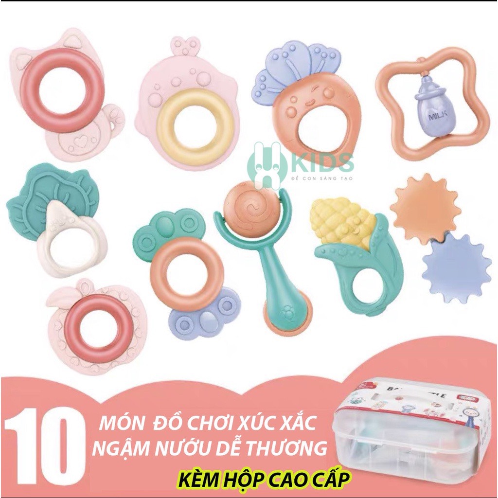 Bộ 10 món đồ chơi xúc xắc gặm nướu cho bé sơ sinh