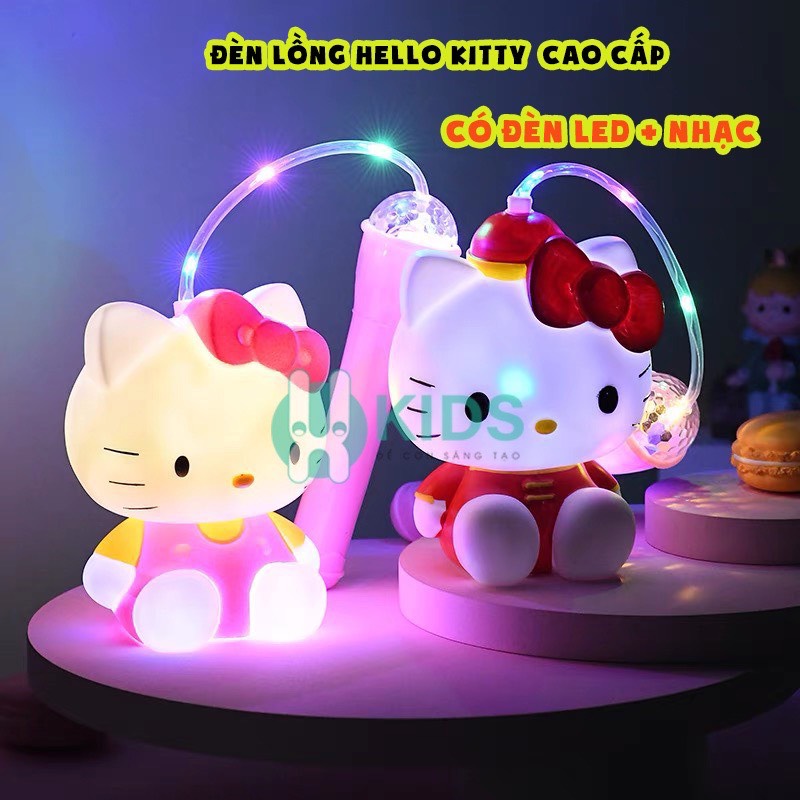 Đèn lồng trung thu hello kitty có đèn led phát sáng, có nhạc vui nhộn