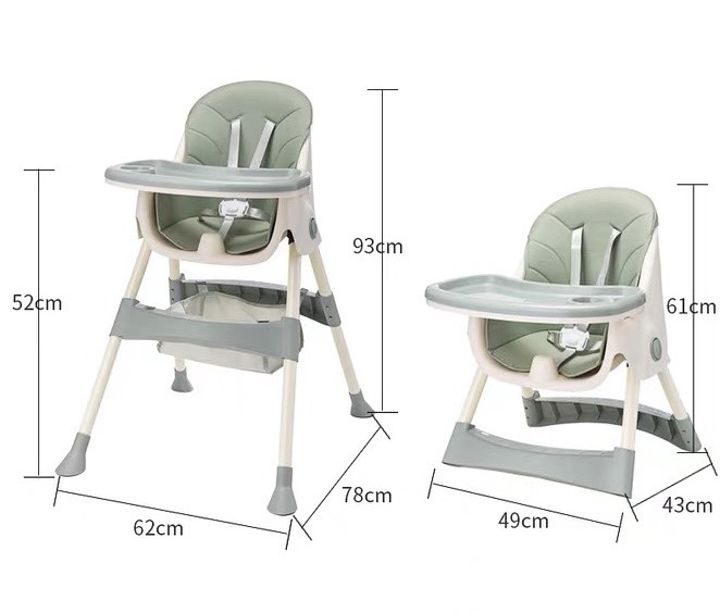 Ghế ăn dặm đa năng kích thước lớn, 2 chế độ chân, có thể gấp gọn, kèm túi đựng đồ tiện dụng cho bé từ 6 tháng