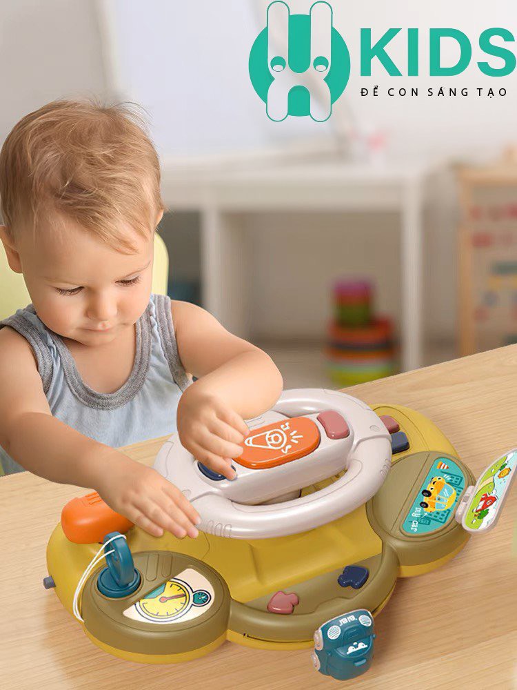 ĐỒ CHƠI GIÁO DỤC SỚM- VÔ LĂNG XE HƠI ĐIỆN TỬ CÓ ĐÈN NHẠC GIÚP BÉ RÈN LUYỆN TAY, PHÁT TRIÊN TƯ DUY CỰC THÚ VỊ