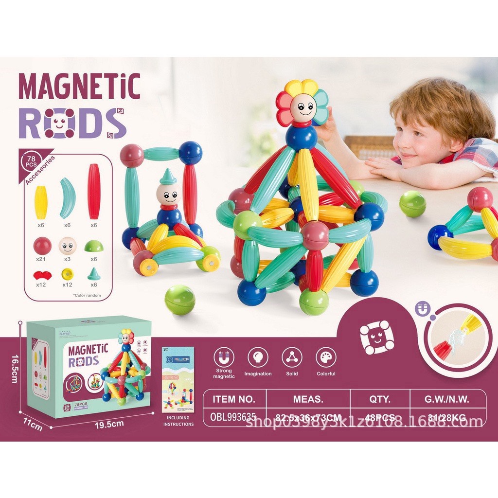 Đồ chơi xếp hình nam châm hình khối thế hệ mới, lắp ráp thông minh thành hình người