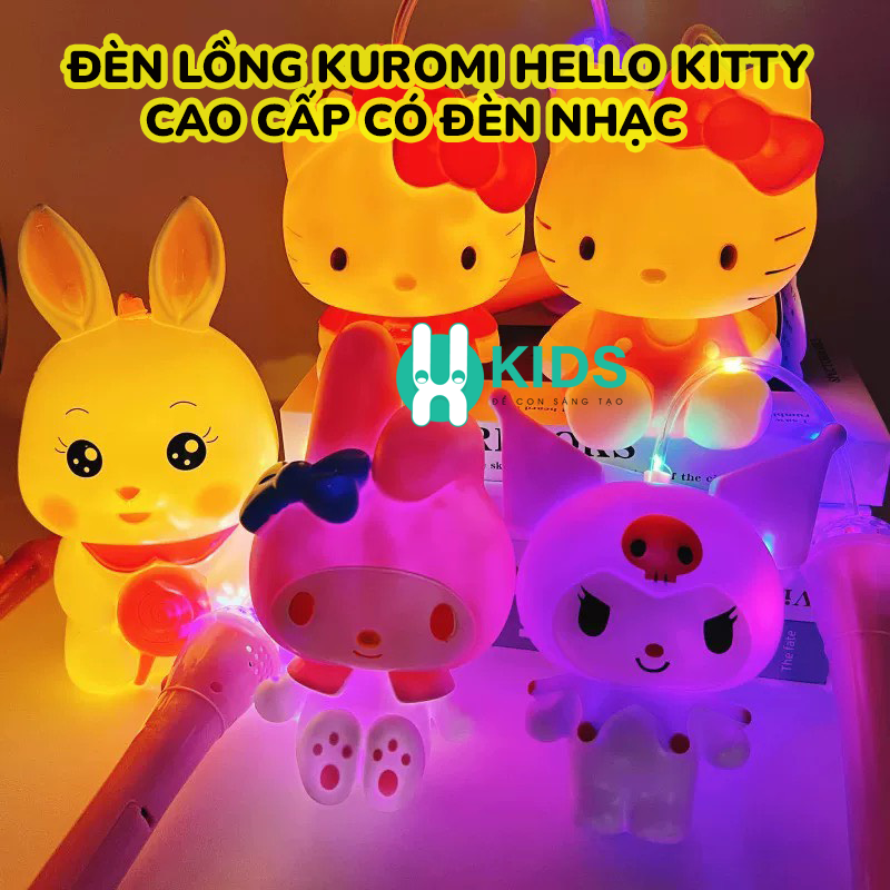 Đèn lồng trung thu kuromi hello kitty kiểu mới chất liệu cao cấp có đèn led phát sáng, có nhạc vui nhộn dễ thương cho bé
