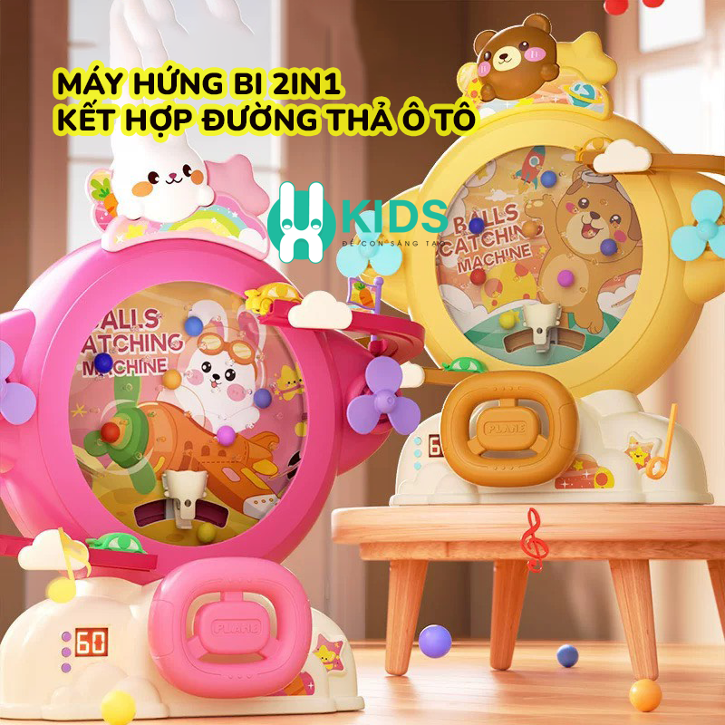 Đồ chơi bắt bóng hứng bi tính điểm phiên bản vòng quay mới có nhiều chế độ chơi, đường trượt ô tô có đèn nhạc cho bé