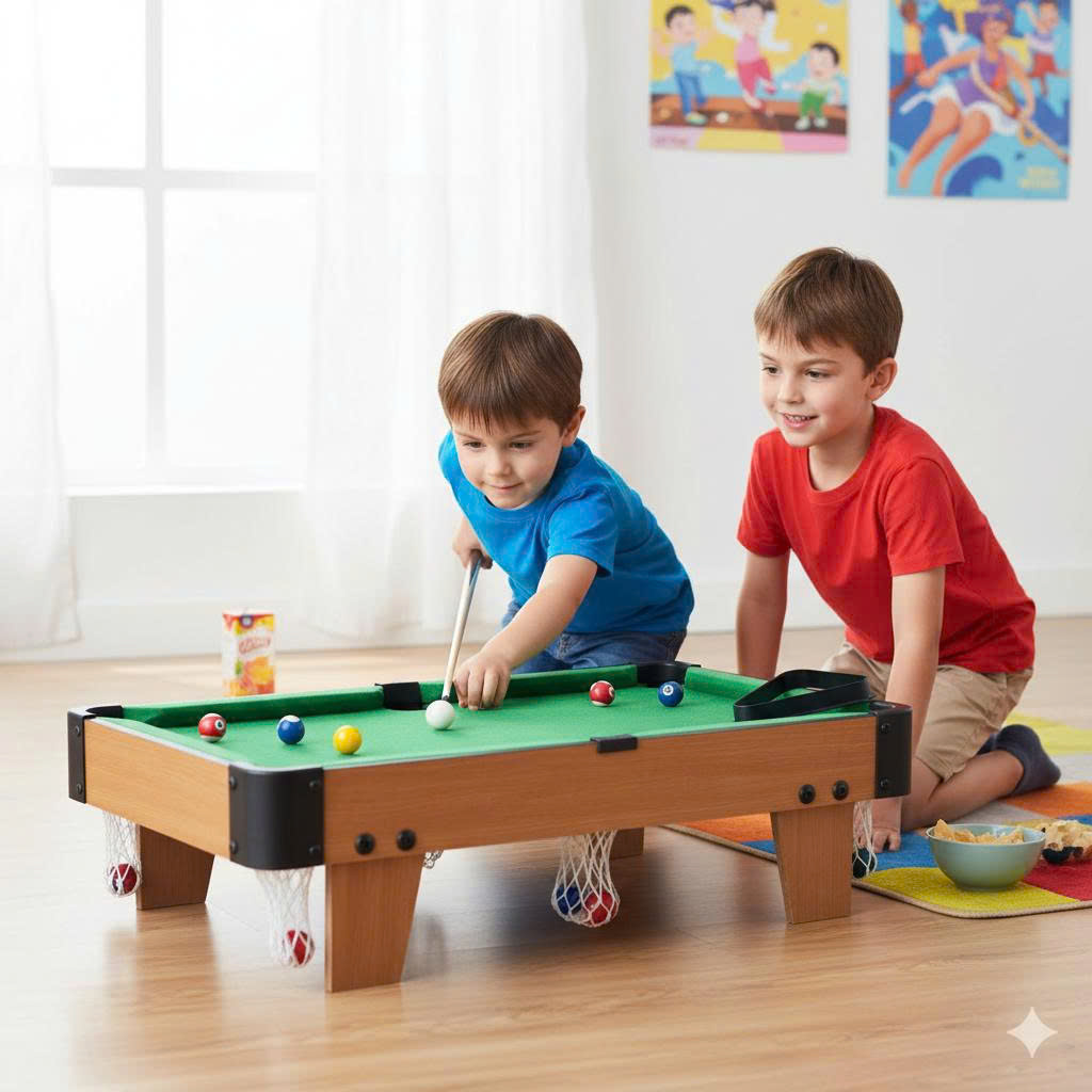 Bàn Bida Mini Cho Bé Và Gia Đình – Bộ Bi-a Để Bàn Kèm Gậy, Bi, Phụ Kiện Đầy Đủ