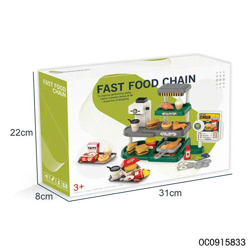 Quầy tính tiền đồ ăn nhanh cho bé 71 chi tiết – bộ đồ chơi bán hàng hamburger khoai tây chiên siêu thật