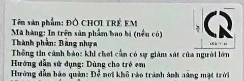 Tem phụ tiếng Việt có dấu hợp quy CR trên hộp đồ chơi nhập sỉ