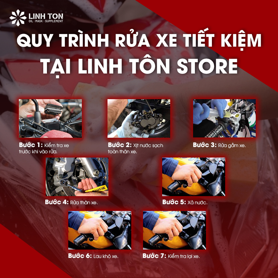 Quy trình Rửa Xe Tiết Kiệm tại Linh Tôn Store