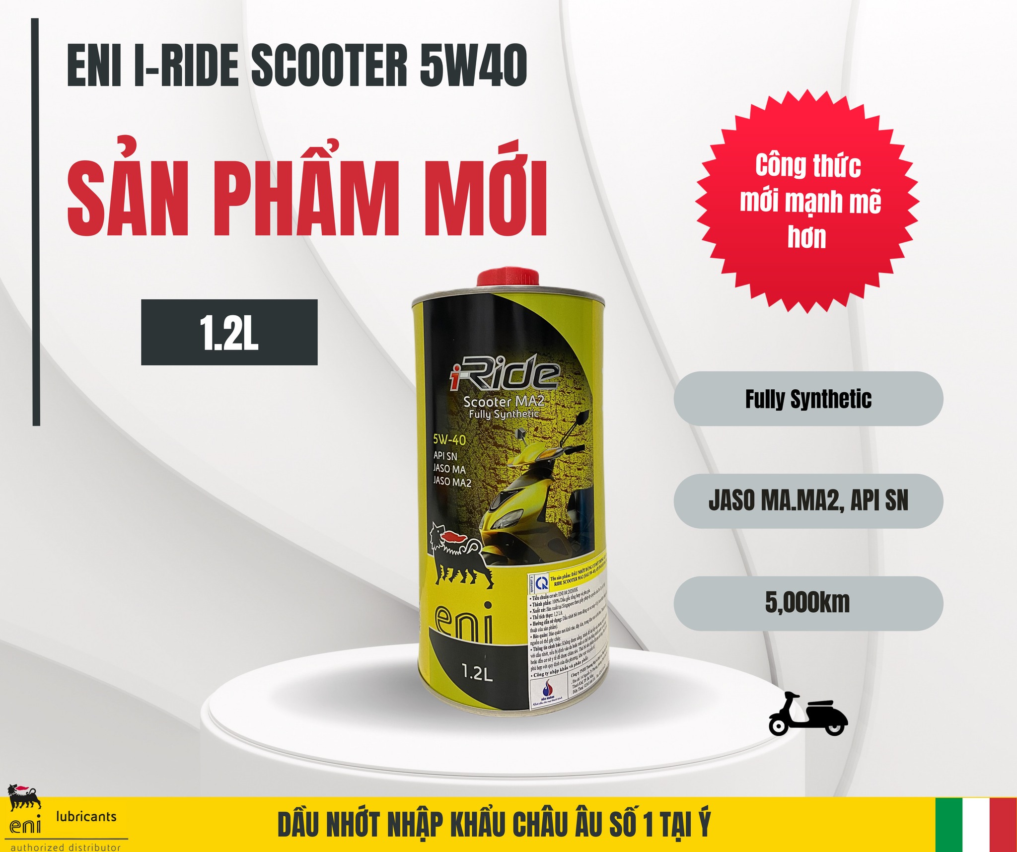 Nhớt cao cấp Eni I-Ride Scooter 5W40 MA2 chuyên dụng cho xe Vespa - LINH TÔN STORE - 350A TRỊNH ĐÌNH TRỌNG, HOÀ THẠNH, TÂN PHÚ