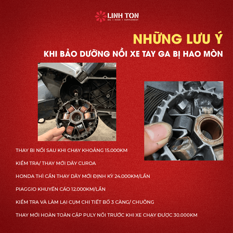 Những lưu ý khi bảo dưỡng nồi xe tay ga khi nồi bị hao mòn - Linh Ton Store - NHOT.LINHTON.VN