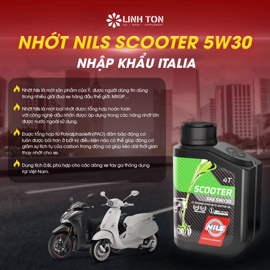 Nhớt Nils Scooter 5w30 nhập khẩu Italia - Linh Tôn Store - 350a Trịnh Đình Trọng, Hoà Thạnh, Tân Phú, TPHCM