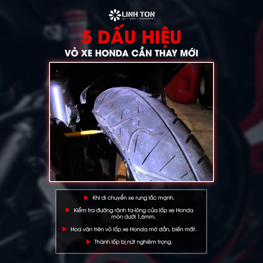 Các dấu hiệu vỏ xe Honda cần thay mới