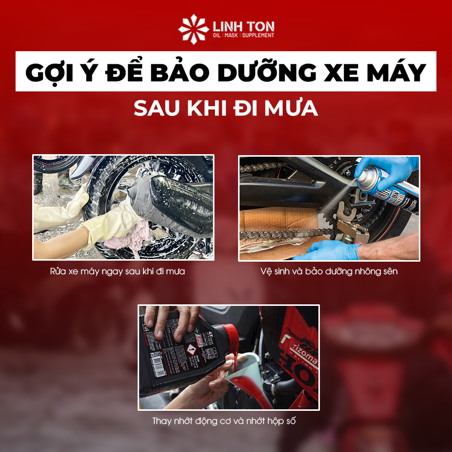 Gợi ý để bảo dưỡng xe máy sau khi đi mưa