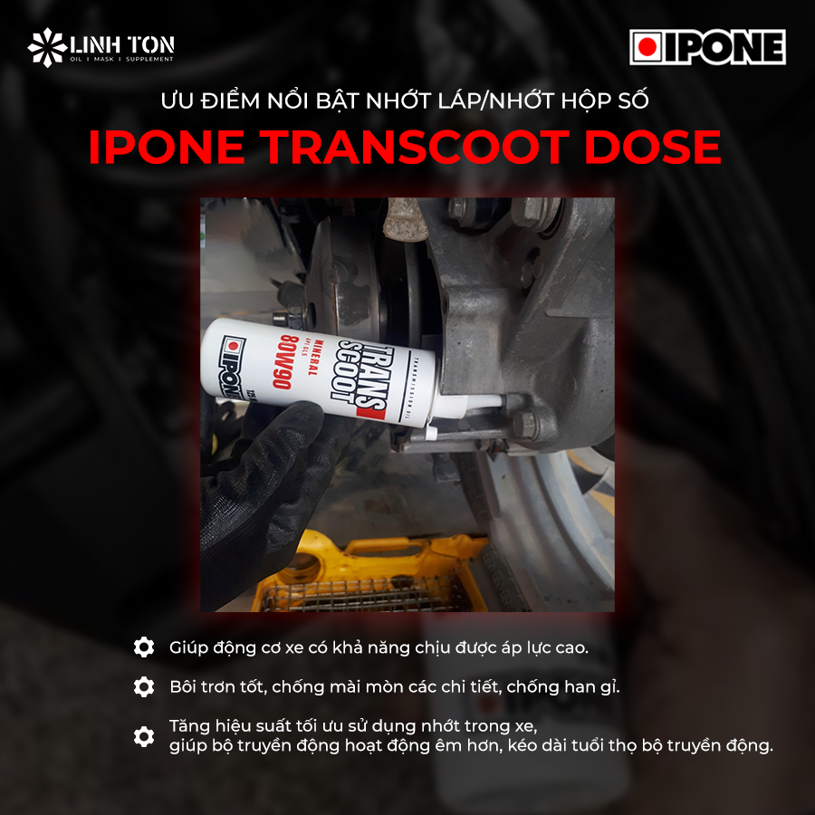 Thông tin chi tiết về nhớt láp dành cho xe tay ga Ipone Transcoot Dose 80W90