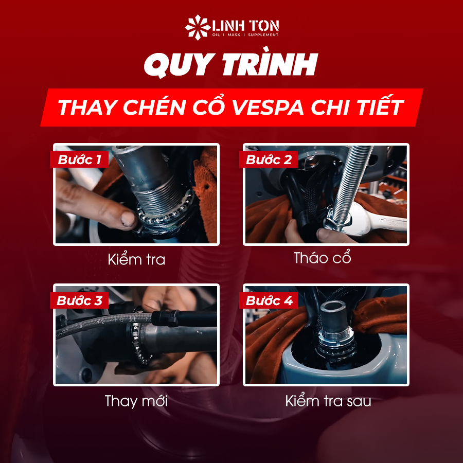 Quy trình thay chén cổ Vespa chi tiết