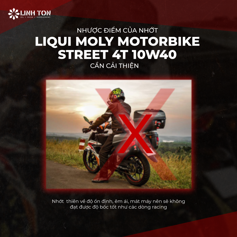 Nhược điểm của nhớt Liqui Moly MotorBike Street 4T 10W40 cần cải thiện