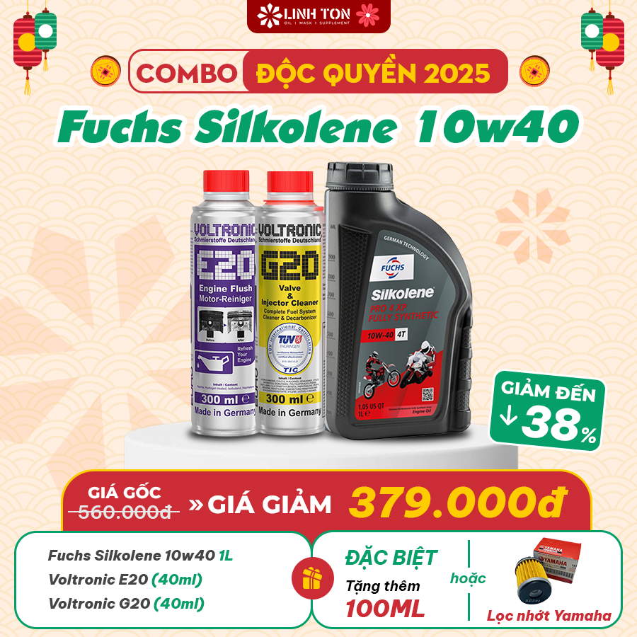 Combo dầu nhớt xe số/ côn tay Fuchs Silkolene 10w40