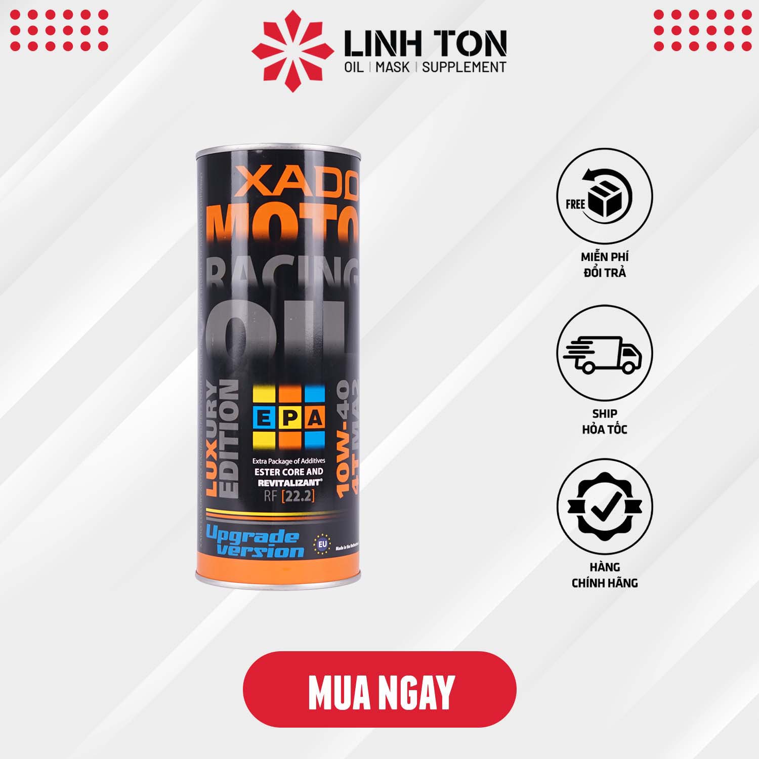 Nhớt nhập khẩu siêu cao cấp XADO LUXURY MOTO RACING V3 UPGRADE Version 4T MA2 10W40