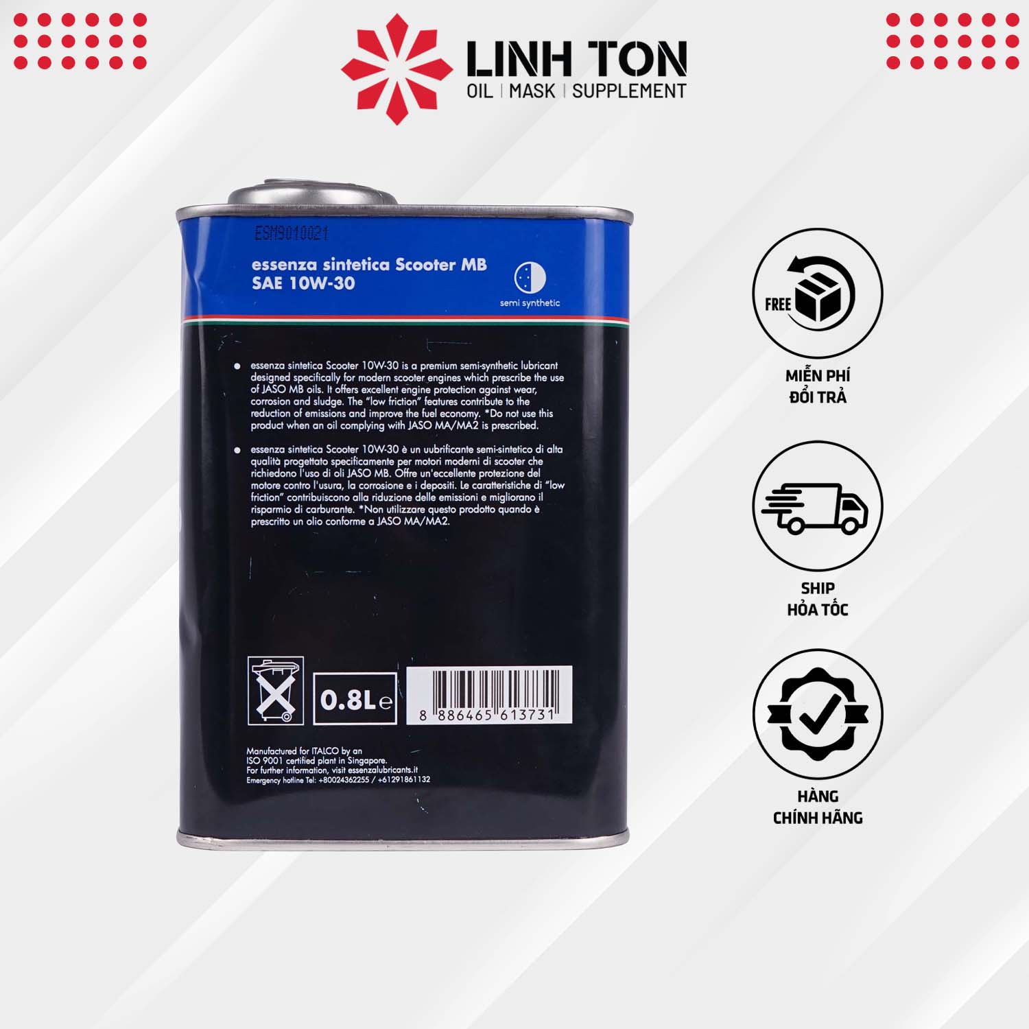 Nhớt xe tay ga Essenza Sintetica Scooter MB SAE 10w30 800ml