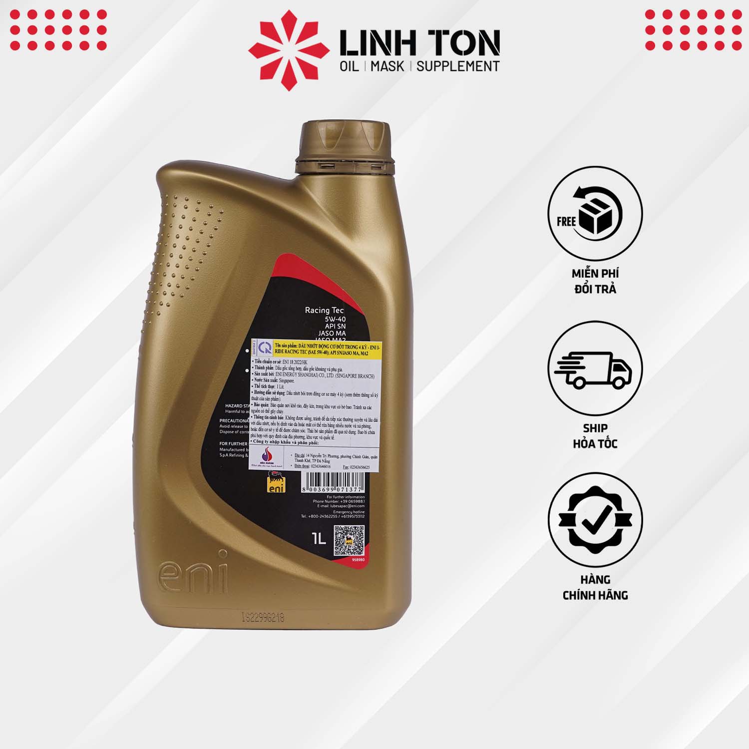 Nhớt cao cấp Eni i-ride racing 5w40 Tec cho xe số/ côn tay