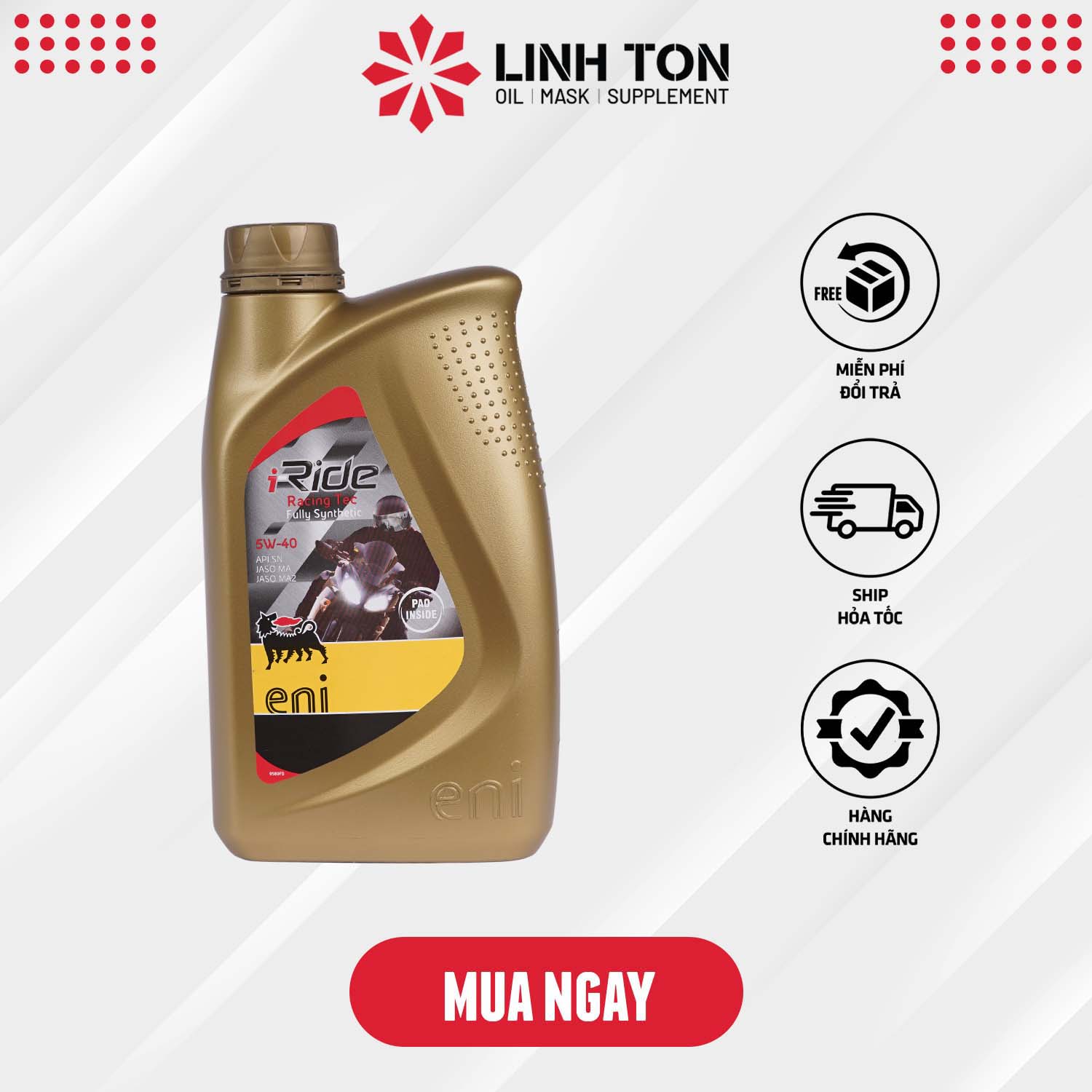 Nhớt cao cấp Eni i-ride racing 5w40 Tec cho xe số/ côn tay