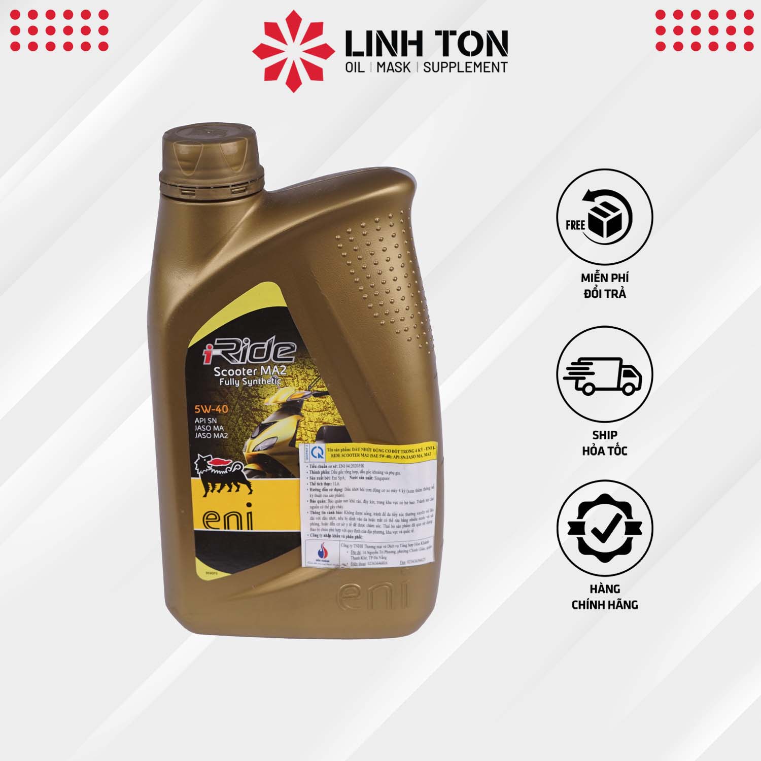 Nhớt tổng hợp ENI I-RIDE SCOOTER MA2 5W40 nhập khẩu Italy