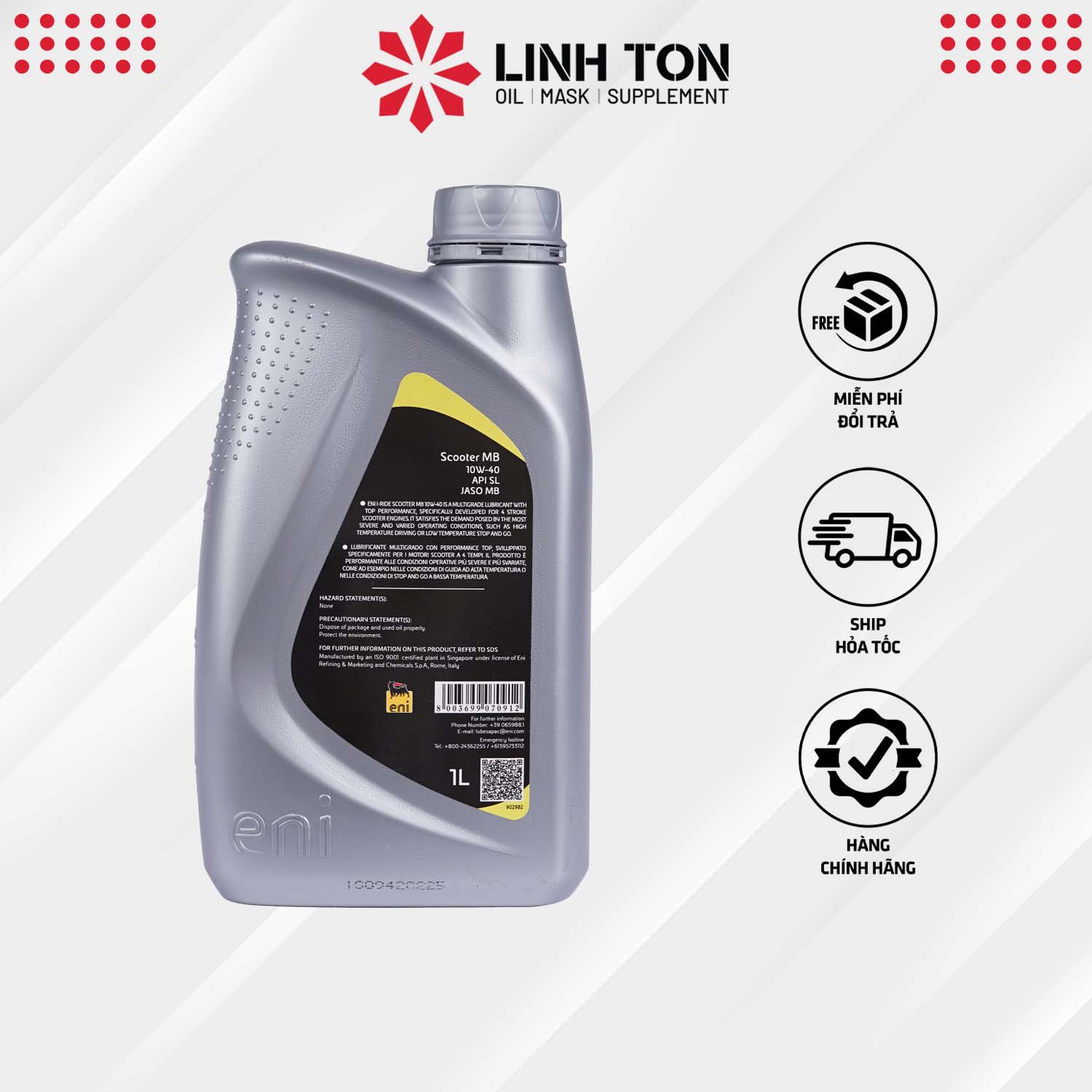 Nhớt nhập khẩu Eni I-Ride Scooter MB 10W40 cho xe tay ga 1L