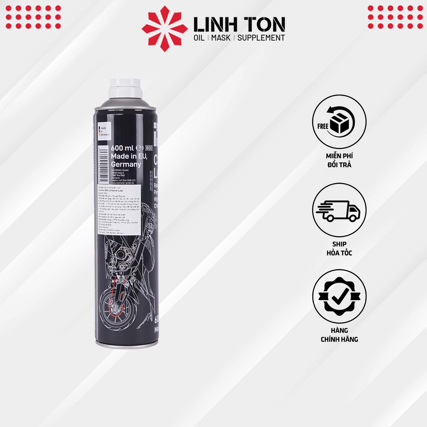 Xịt dưỡng sên VOLTRONIC ix50 jumbo 600ml nhập khẩu Đức