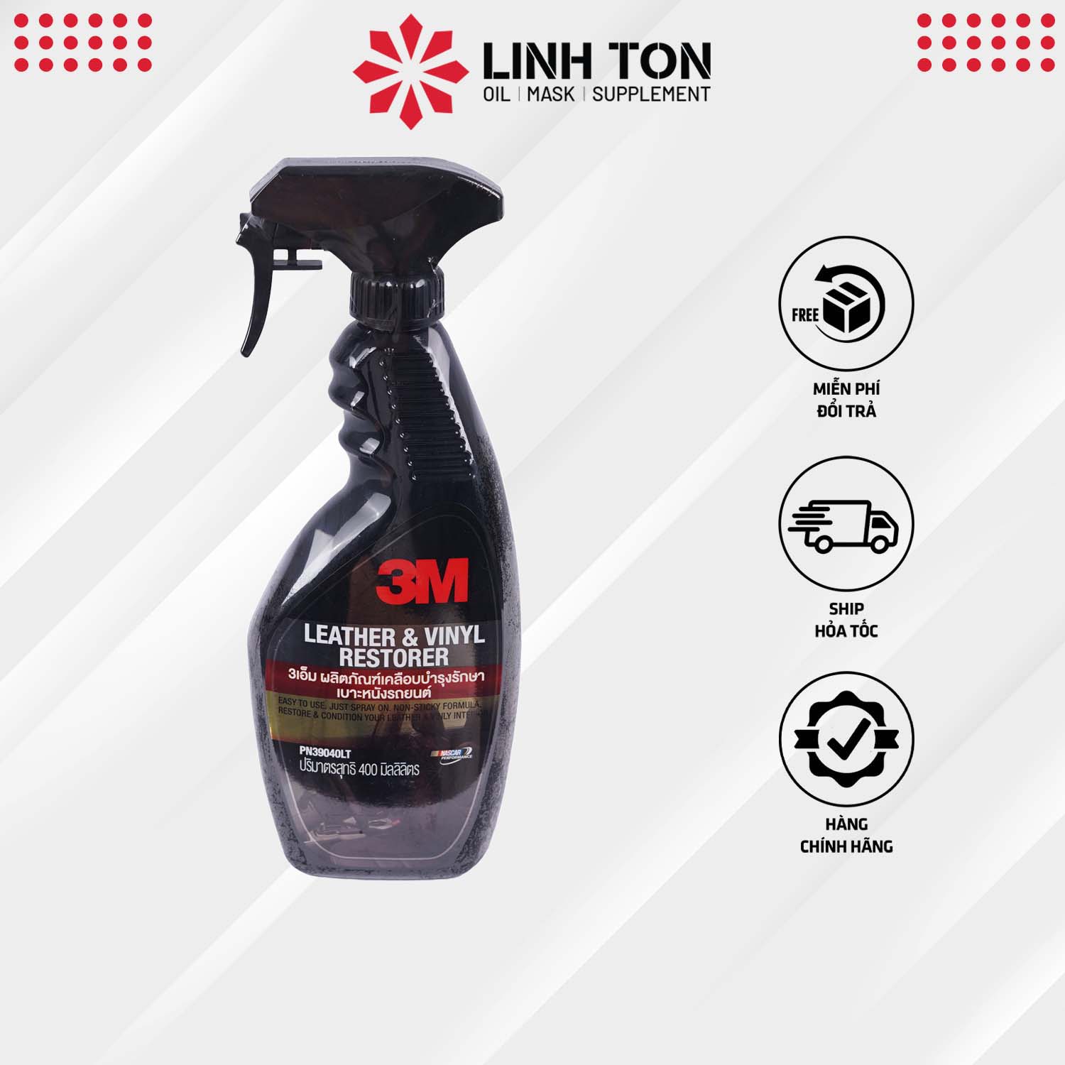 Chai Xịt Chăm Sóc Da, Nội Thất Ô Tô- 3M Leather & Vinyl Restorer PN39040LT (400ml) - Đen