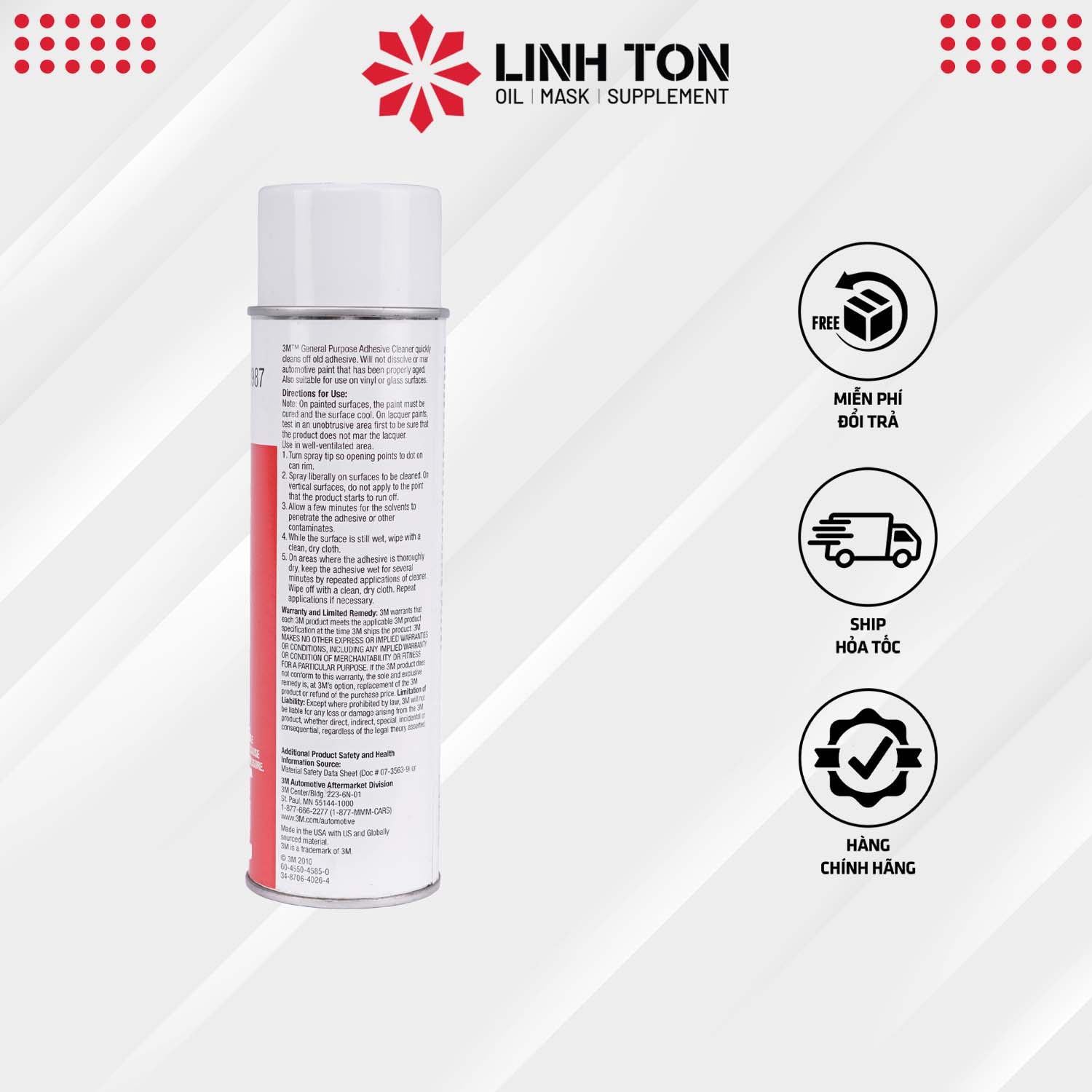 Chai tẩy rửa vết keo, nhựa đường, dầu mỡ 3M 08987 nhập khẩu Mỹ