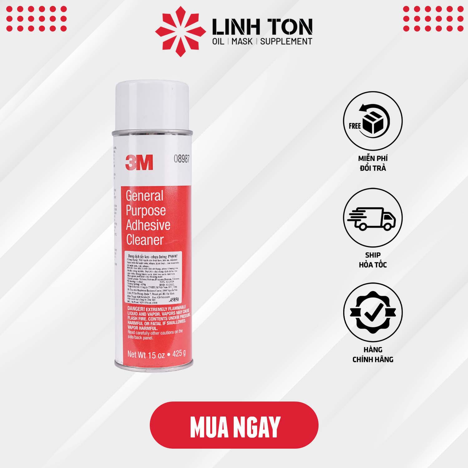 Chai tẩy rửa vết keo, nhựa đường, dầu mỡ 3M 08987 nhập khẩu Mỹ