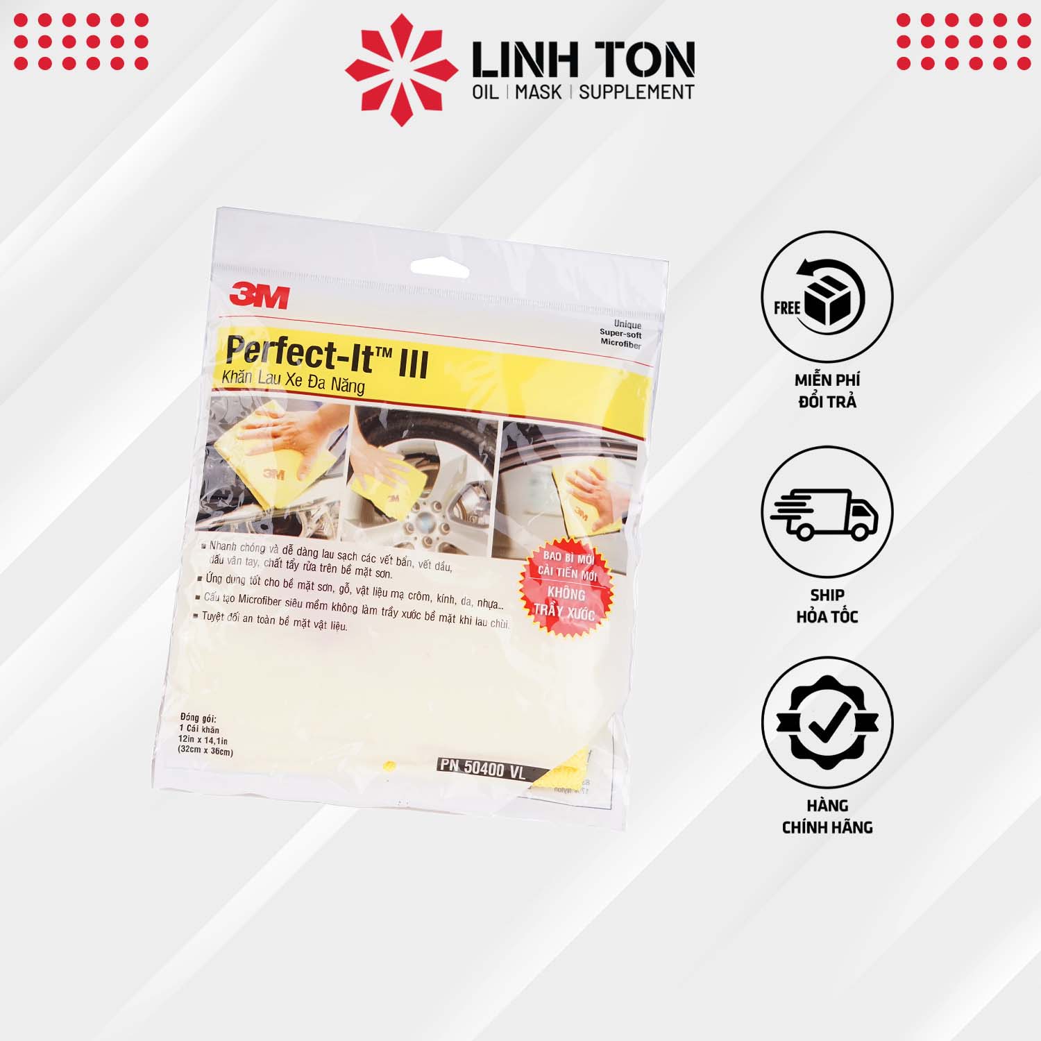 Khăn lau 3M chuyên dụng hút nước tốt Microfiber 50400