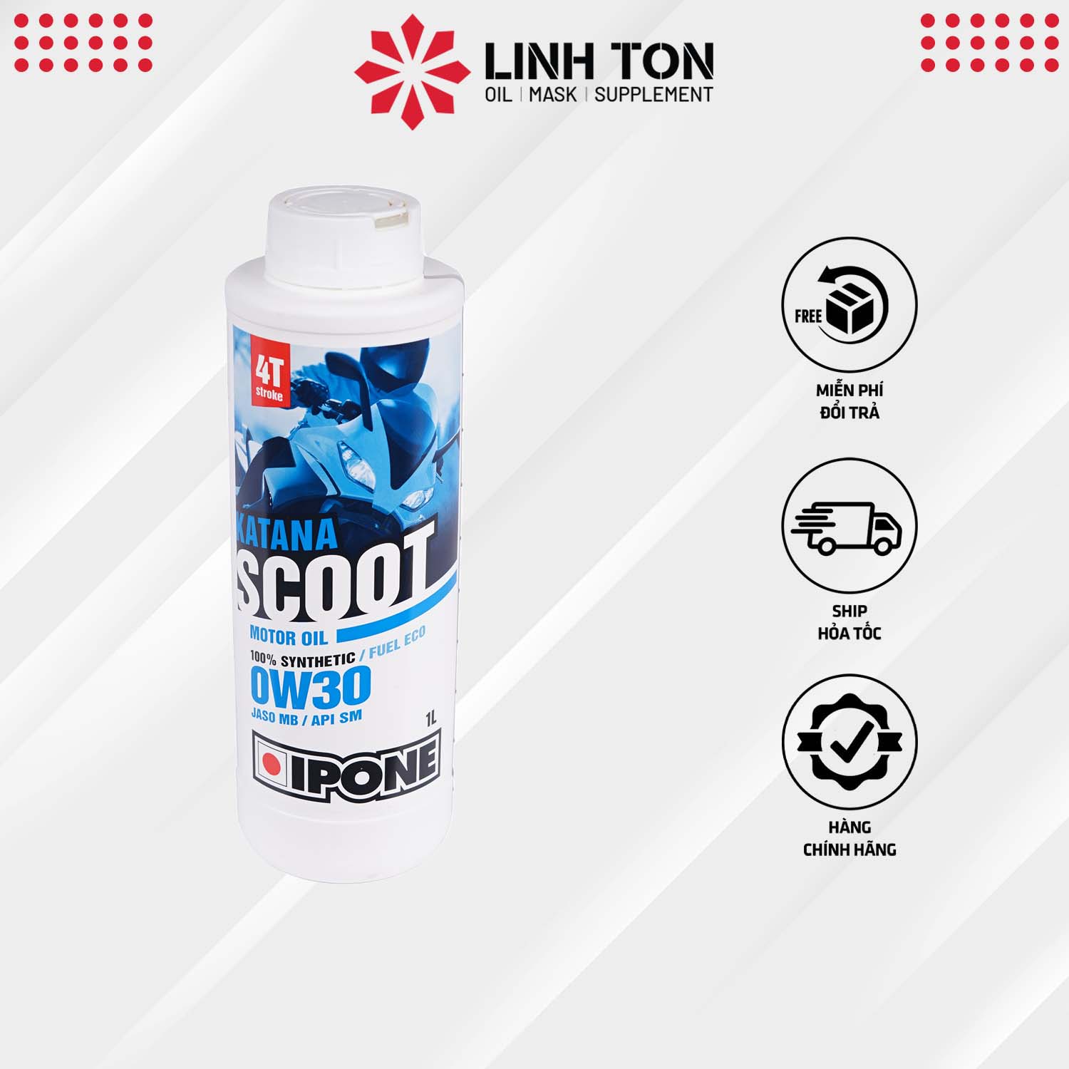 Nhớt tay ga tổng hợp Ipone Katana Scoot 0W30 4T Scooter 1L