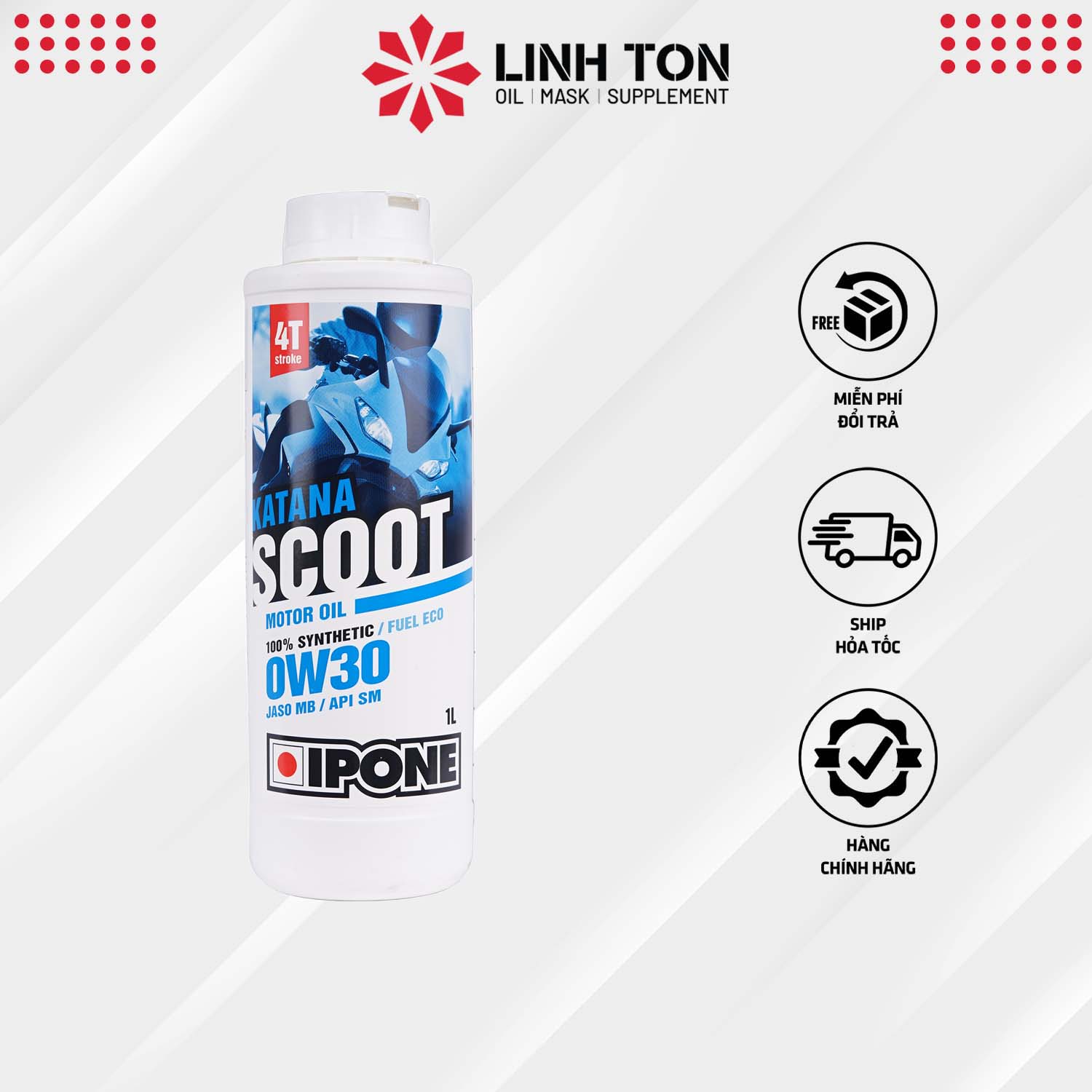 Nhớt tay ga tổng hợp Ipone Katana Scoot 0W30 4T Scooter 1L