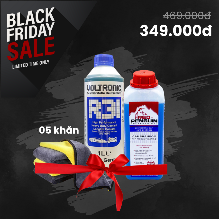 Combo Nước làm mát nhập khẩu Đức R31 Voltronic & nước rửa xe cao cấp Xado Red Penguin