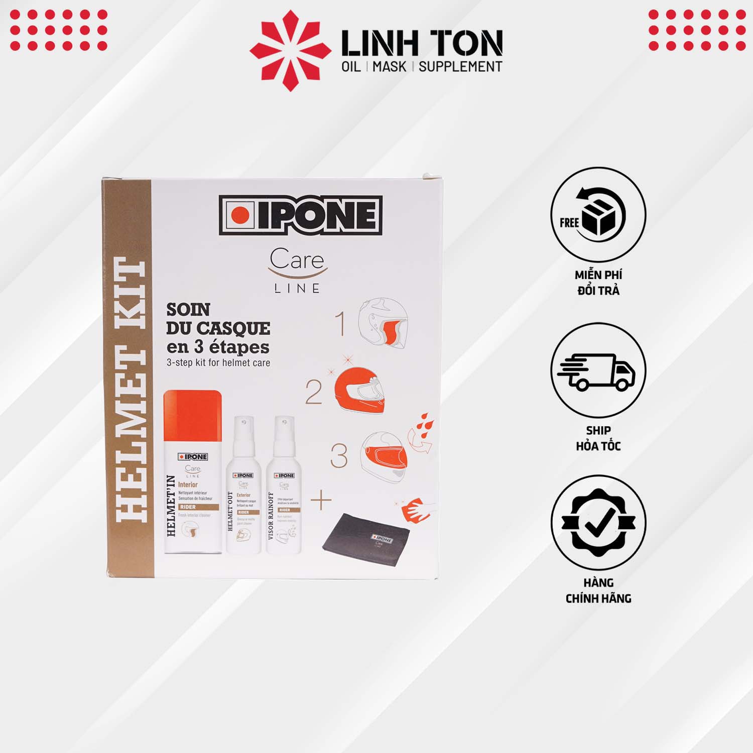 COMBO cao cấp Vệ Sinh Lót - Vỏ Nón Bảo Hiểm - IPONE Helmet Kit nhập khẩu Pháp
