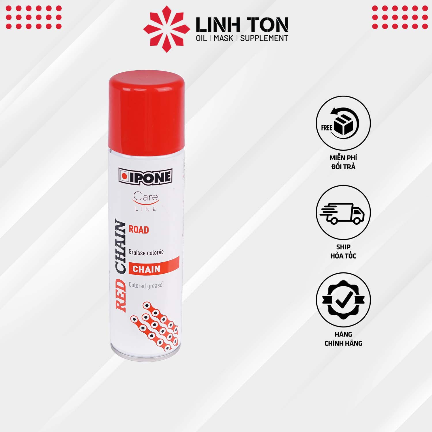 Chai xịt Ipone Red Chain dưỡng sên , xích, nhuộm sên màu xanh nhập khẩu Pháp (250ml)