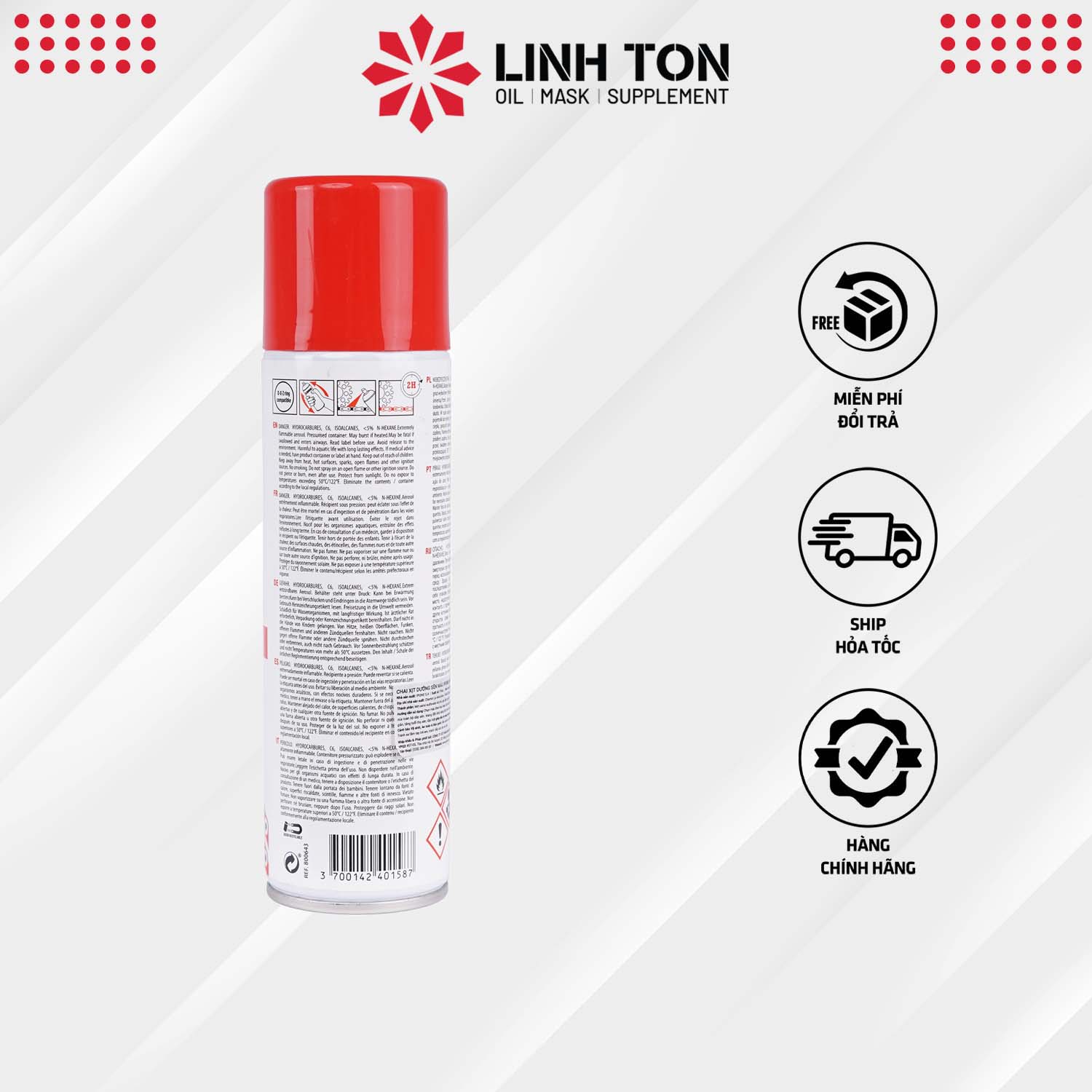 Chai xịt Ipone Red Chain dưỡng sên , xích, nhuộm sên màu xanh nhập khẩu Pháp (250ml)