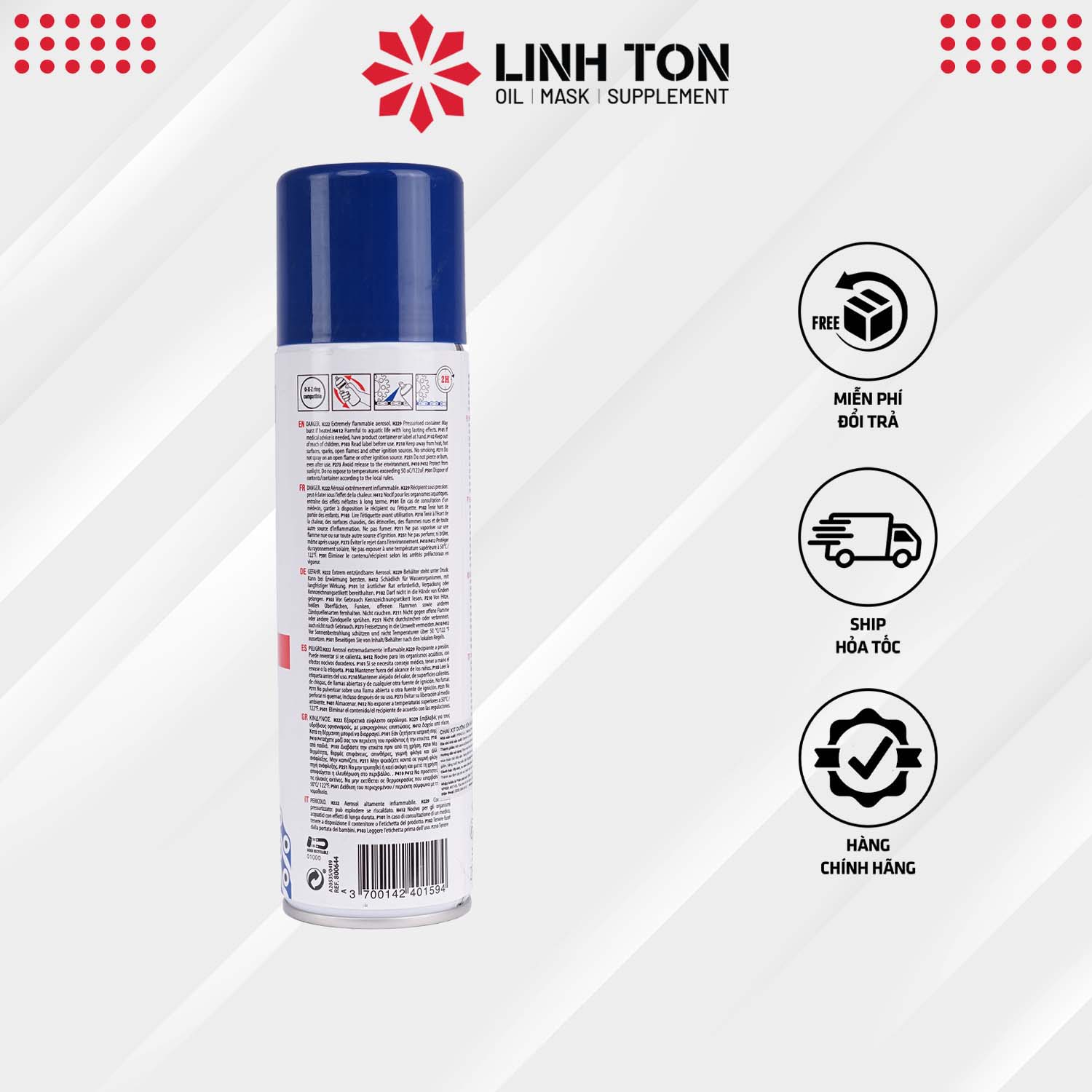 Chai xịt Ipone Blue Chain dưỡng sên , xích, nhuộm sên màu xanh nhập khẩu Pháp (250ml)