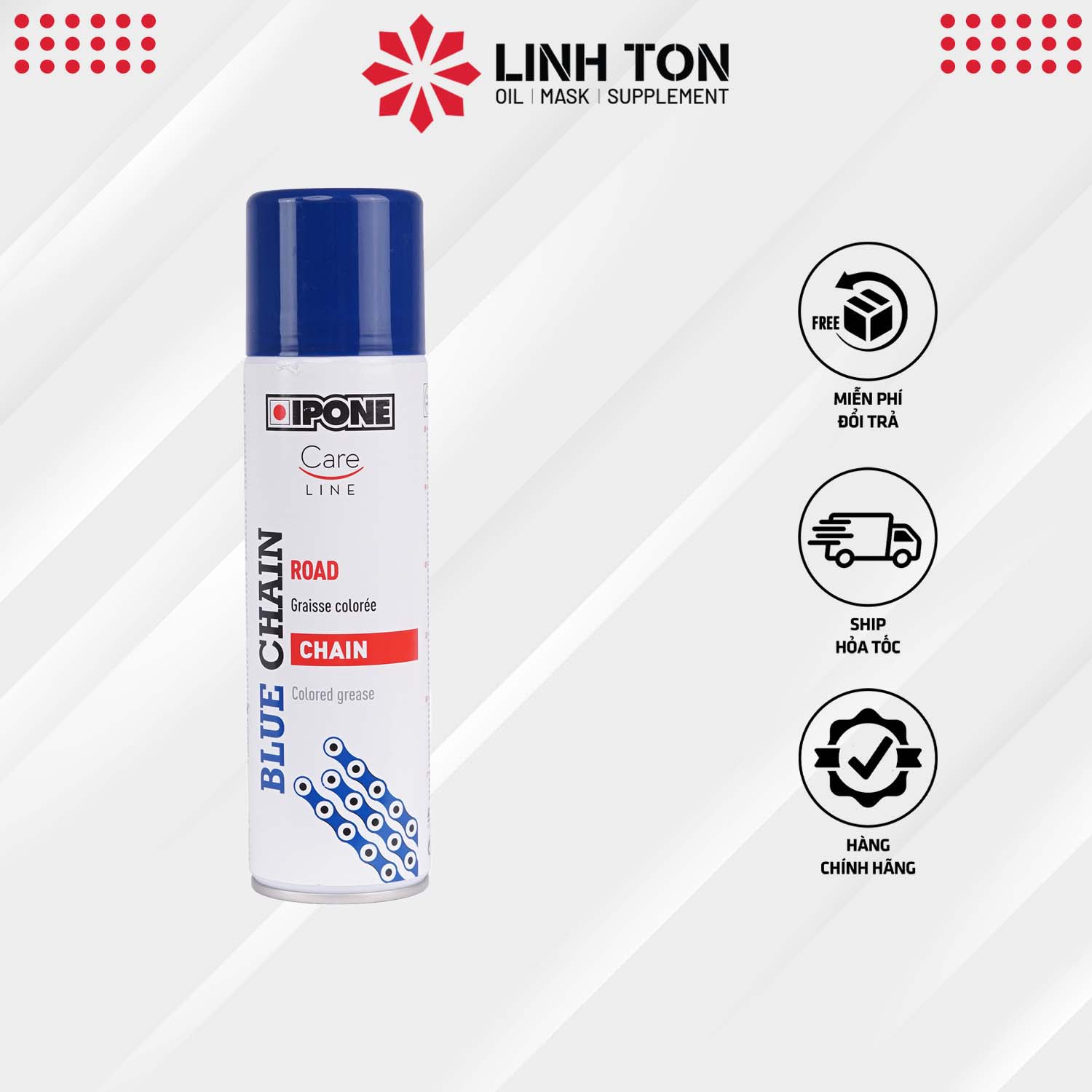 Chai xịt Ipone Blue Chain dưỡng sên , xích, nhuộm sên màu xanh nhập khẩu Pháp (250ml)