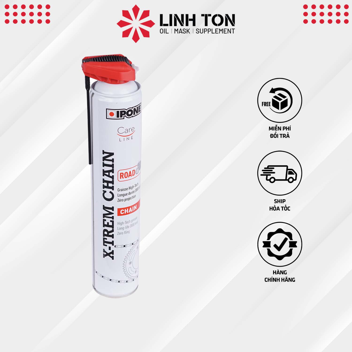Chai xịt dưỡng sên, xích chống trôi, chống gỉ, siêu chịu tải Ipone X-trem Chain Road (750ml)
