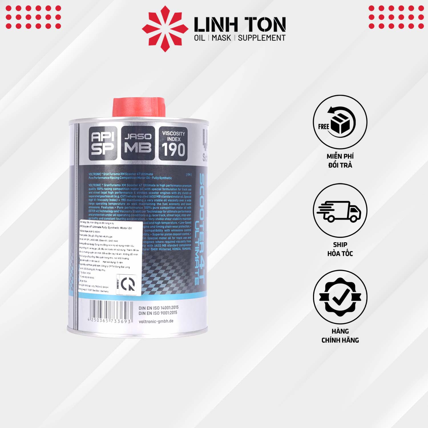 Nhớt TAY GA Voltronic Xm Scooter Ultimate 4T biến thiên cao cấp nhập khẩu Đức