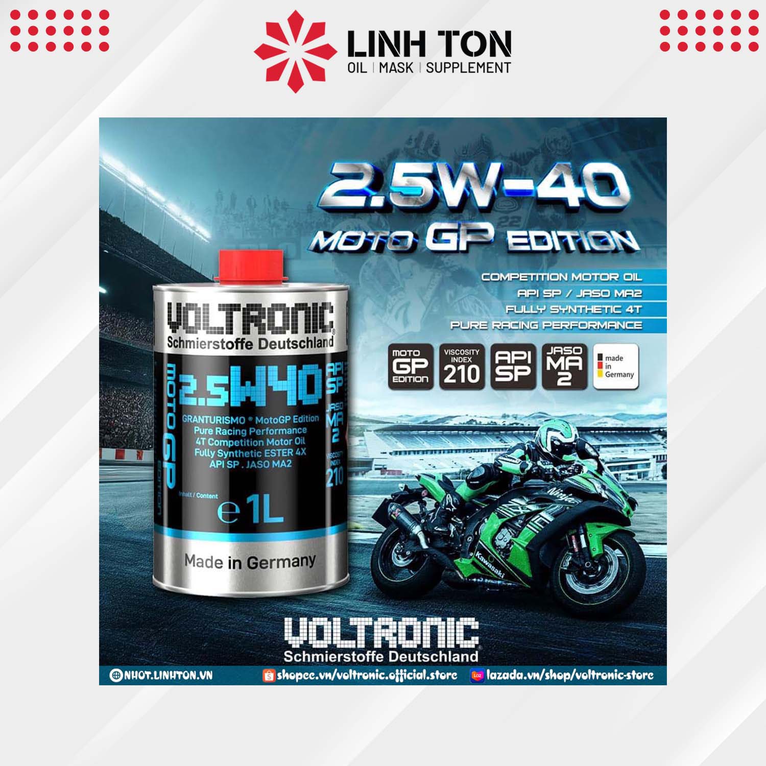 Nhớt đua cao cấp Voltronic 2.5w40 MotoGP Edition nhập khẩu Đức 1L