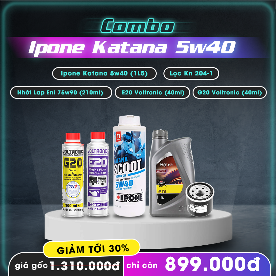 Combo nhớt SH350i êm xe, mát máy Ipone Katana Scoot 5w40
