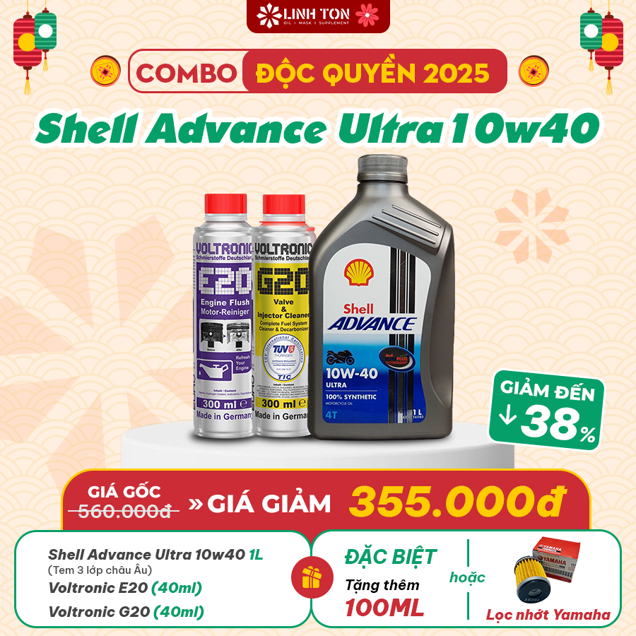 Combo dầu nhớt xe số/ côn tay Shell Advance Ultra 10w40 (Tem 3 lớp châu âu)