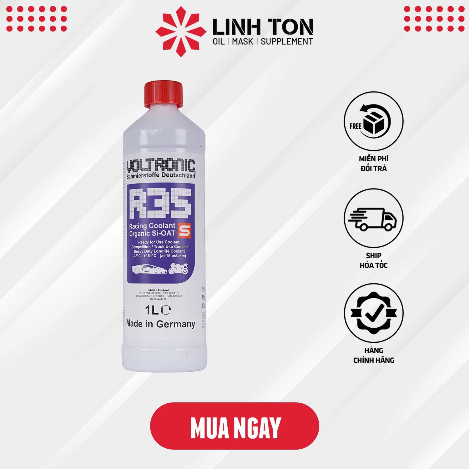 Nước làm mát động cơ nhập khẩu Đức VOLTRONIC R35S RACING COOLANT 1L pha sẵn