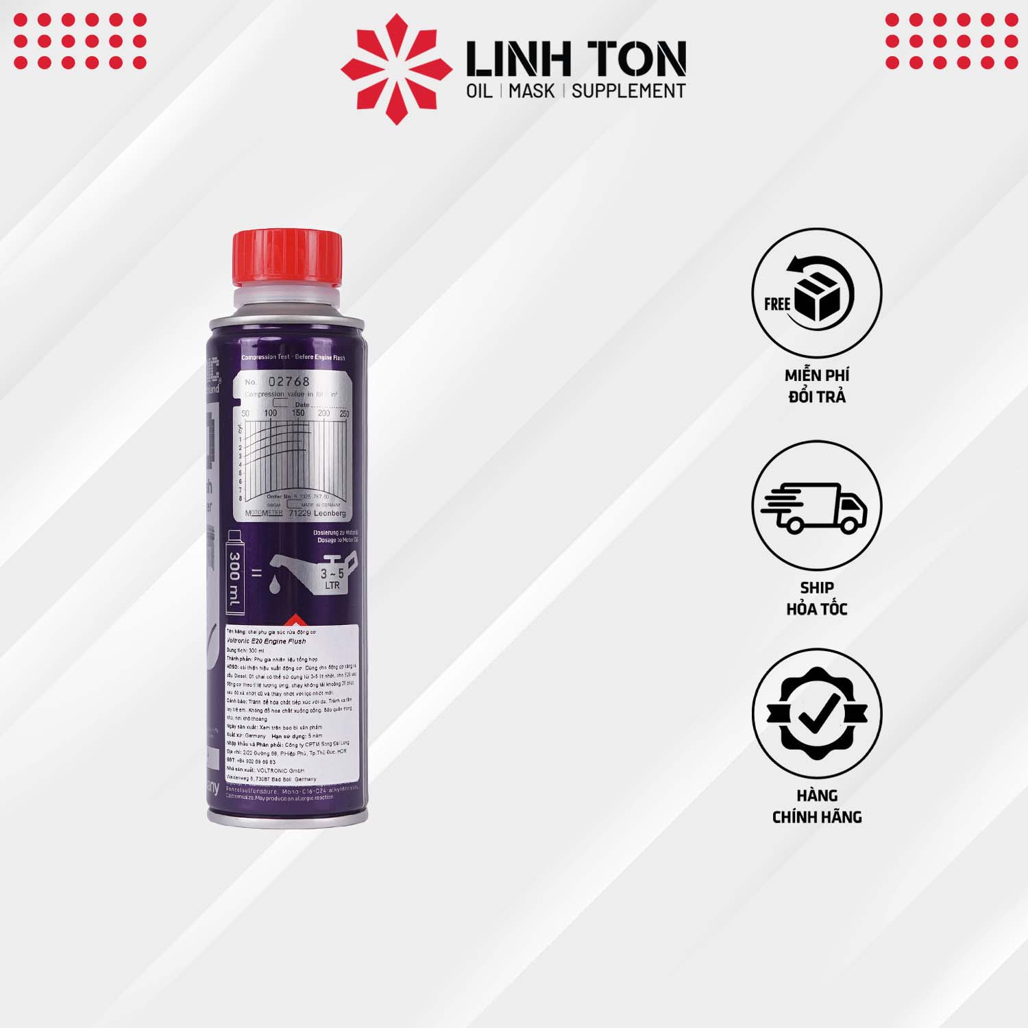 Phụ gia vệ sinh súc rửa động cơ nhập khẩu Đức Voltronic E20 Engine Flush