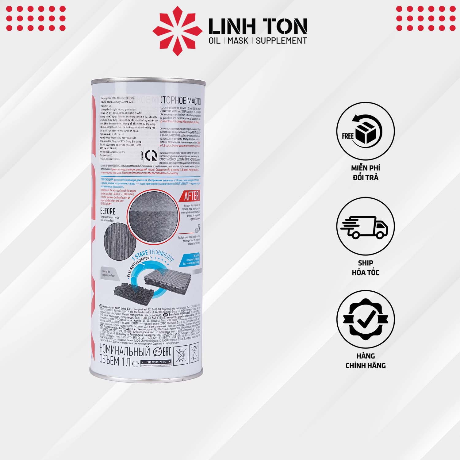 Nhớt tổng hợp XADO ATOMIC OIL 5W30 LUXURY DRIVE công nghệ nguyên tử cao cấp cho tay ga, ô tô nhập khẩu