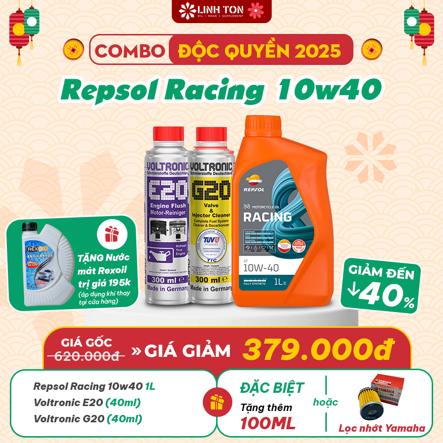 Combo dầu nhớt xe số/ côn tay Repsol Racing 10w40
